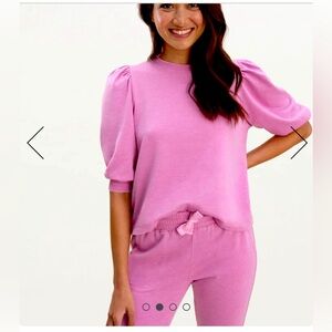 Splendid Pink Mariposa Flounce Pullover XS 💕 pre-loved distressed look EUC